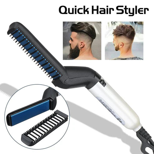Electric Hair Straightener Brush,Men Quick Beard Straightener Styler Comb,Hair Straightening,Curly Hair Straightening Comb,Side Hair Detangling,Multifunctional Hair Curling Curler Attarify Attarify attarify.store.