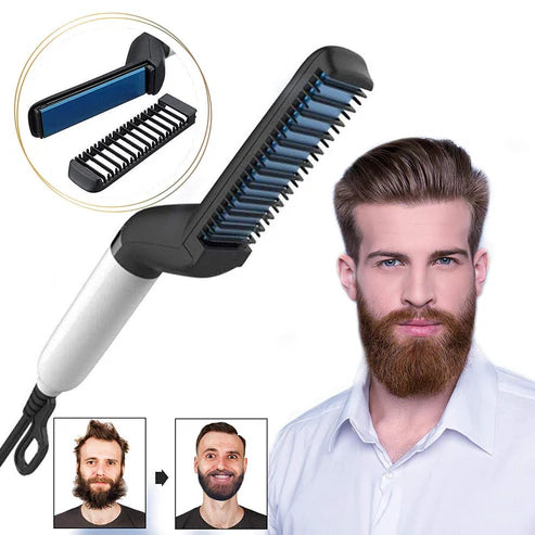 Electric Hair Straightener Brush,Men Quick Beard Straightener Styler Comb,Hair Straightening,Curly Hair Straightening Comb,Side Hair Detangling,Multifunctional Hair Curling Curler Attarify Attarify attarify.store.