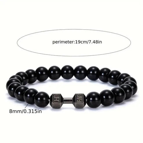 Silver Bracelet Elastic Bright Black Alloy Men's Dumbbell Attarify Attarify attarify.store.